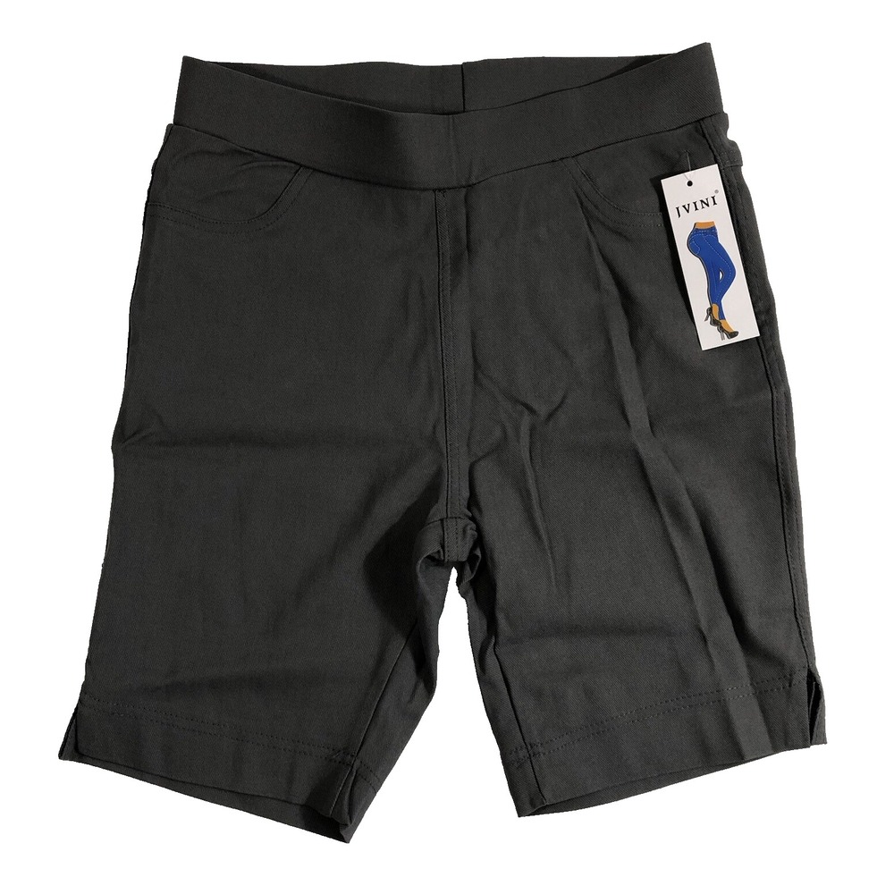 Jvini Shorts Womens Size Medium Gray Mid/High Rise Bermuda Elastic Waist JV18056